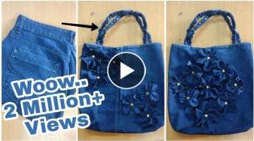 Convert Old Jeans Into A beautiful Handbag